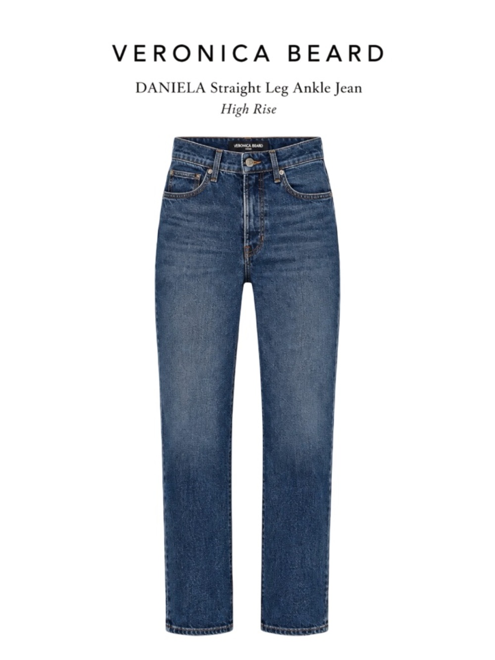 $348 Veronica Beard Daniela High Rise Straight Leg Ankle Jeans Size 26